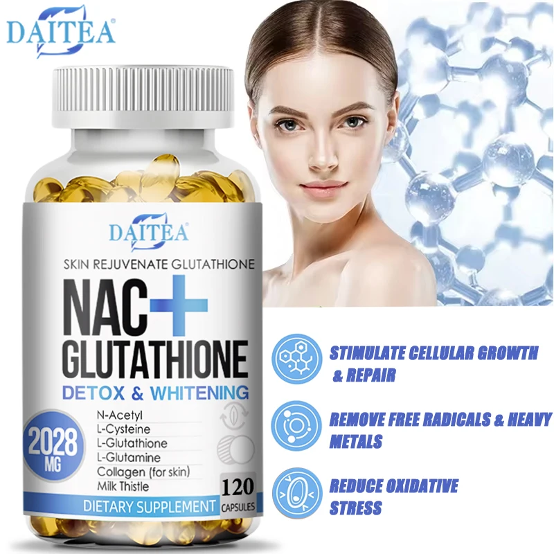 NAC+ Glutathione Capsules Antioxidant, Kidney and Liver Cleansing, Detoxification & Repair, Skin Whitening Cell Growth, Immunity