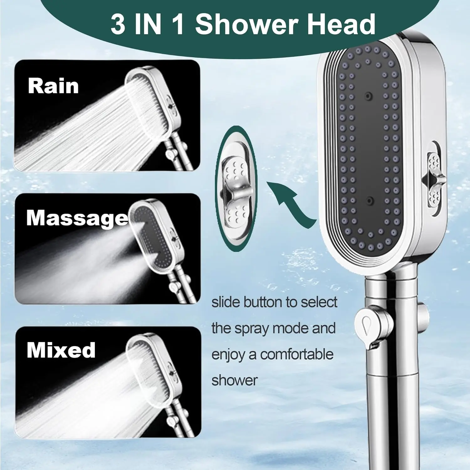 High Pressure Shower Head 3-mode Adjustable Shower Filtered Water-saving Hand Shower Shower Mixer Bathroom Accessories