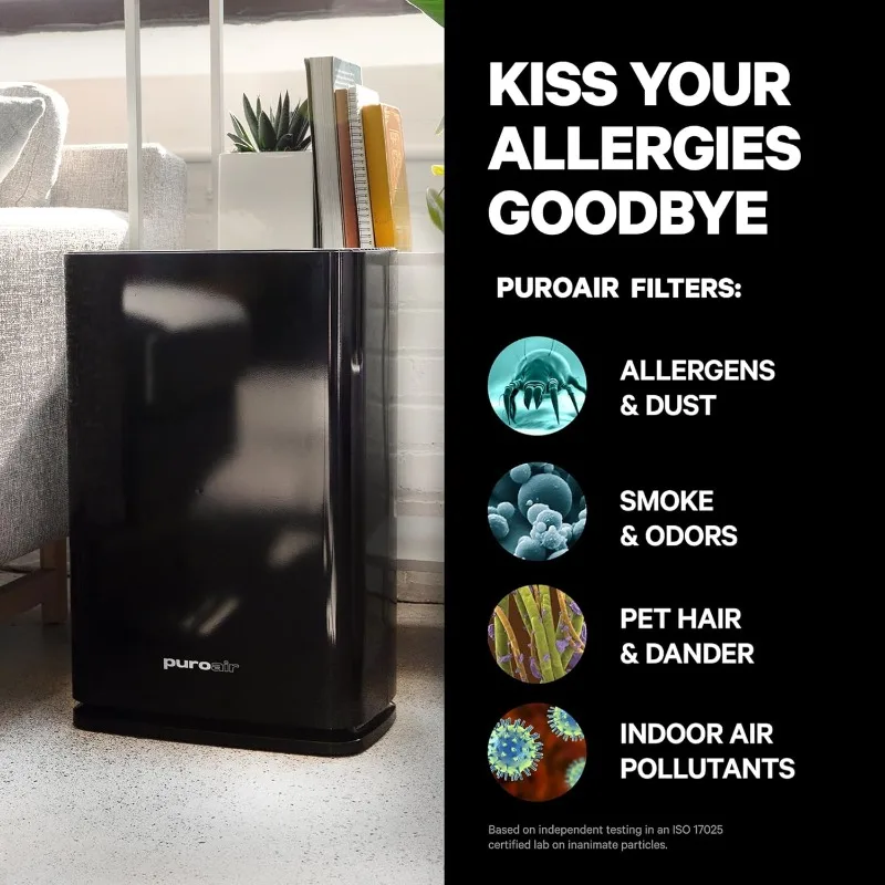 أجهزة تنقية الهواء PuroAir 400 HEPA القوية للغرف الكبيرة في المنزل - تغطي 2000 قدم مربع - مرشحات تصل إلى 99.9% من الملوثات والدخان