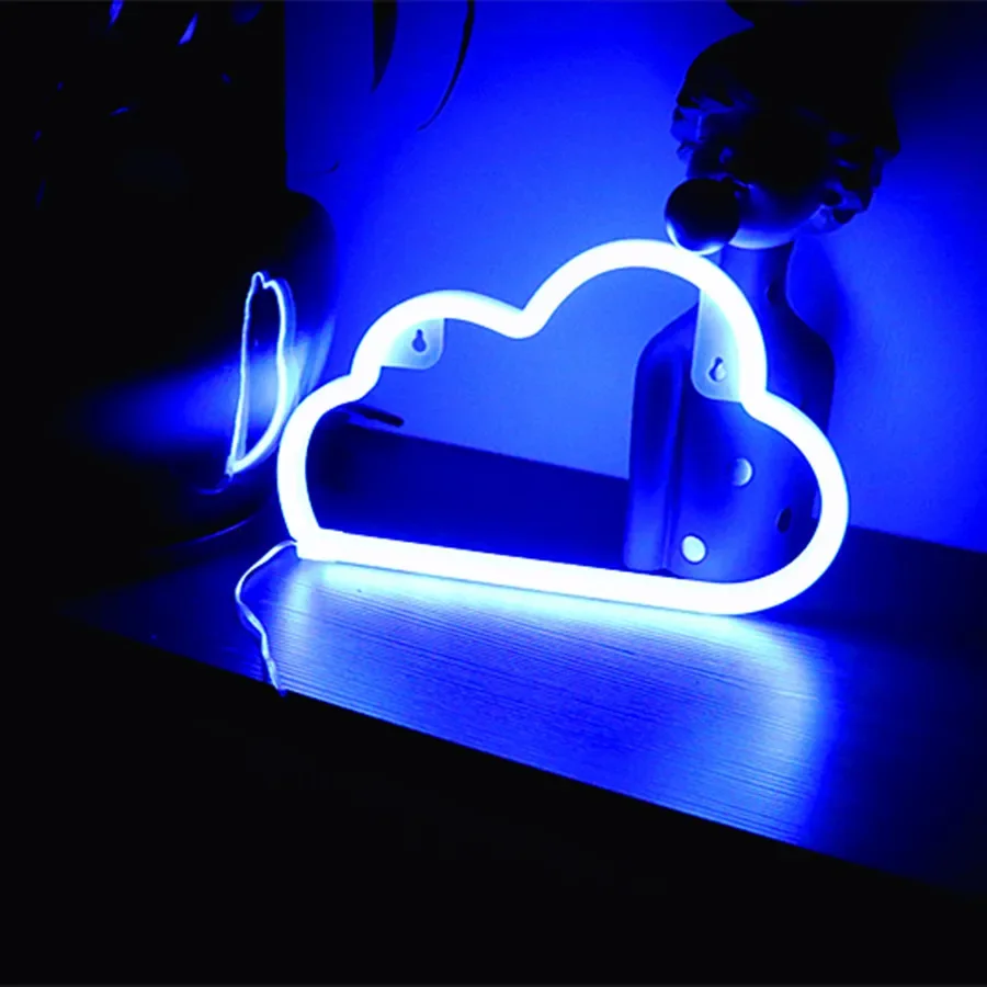 Colorful Clouds Neon Hanging Light Luminous Letter Decor Lighting Sign Art Night Lamp Xmas Birthday Gift Wedding Party Wall Lamp