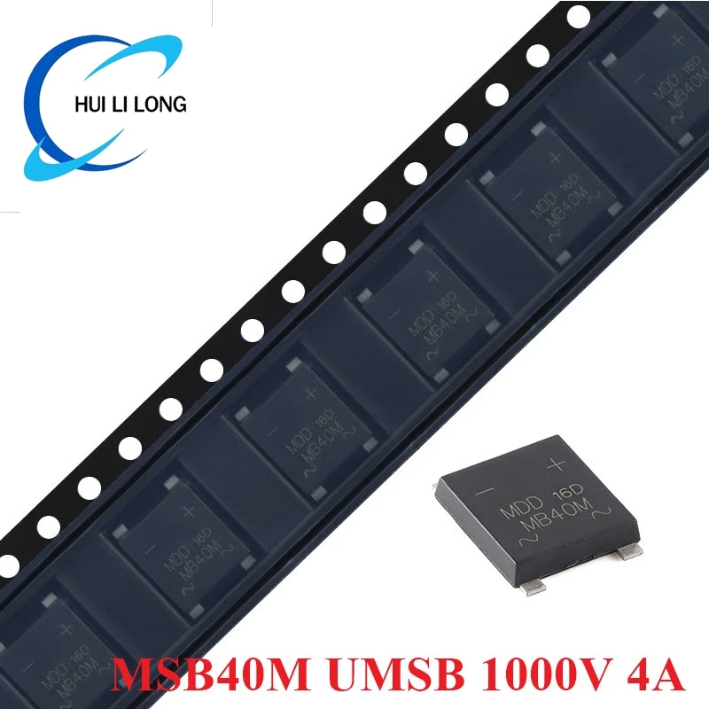 

20pcs/lot MSB40 MSB40M UMSB 1000V 4A Glass Passivated Surface Mount Single Phases Diode Bridge Rectifier