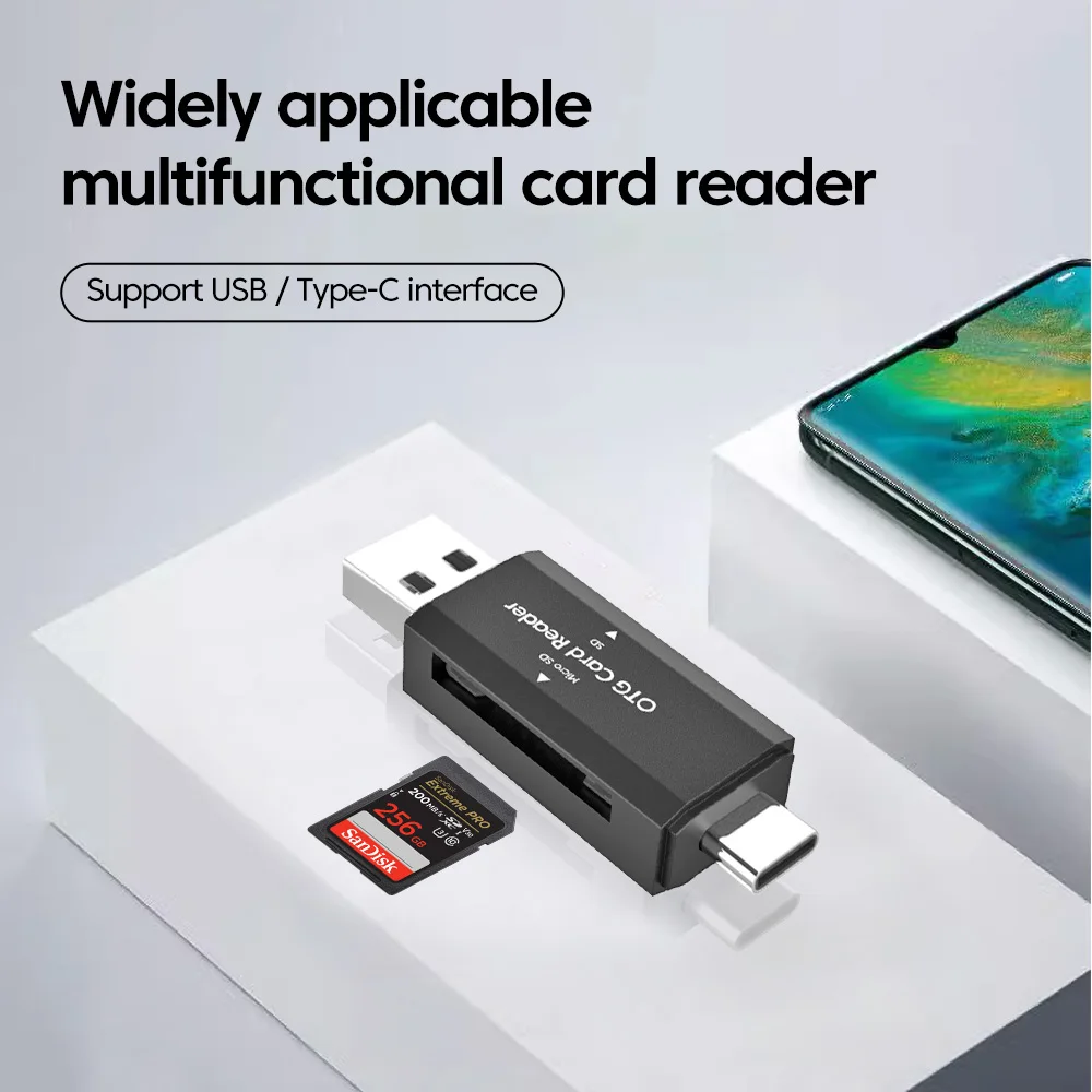 USB Type C Card Reader 2-in-1 Reader Mirco SD TF Memory Card USB 2.0 Flash Drive Cardreader Adapter For PC Laptop Accessories