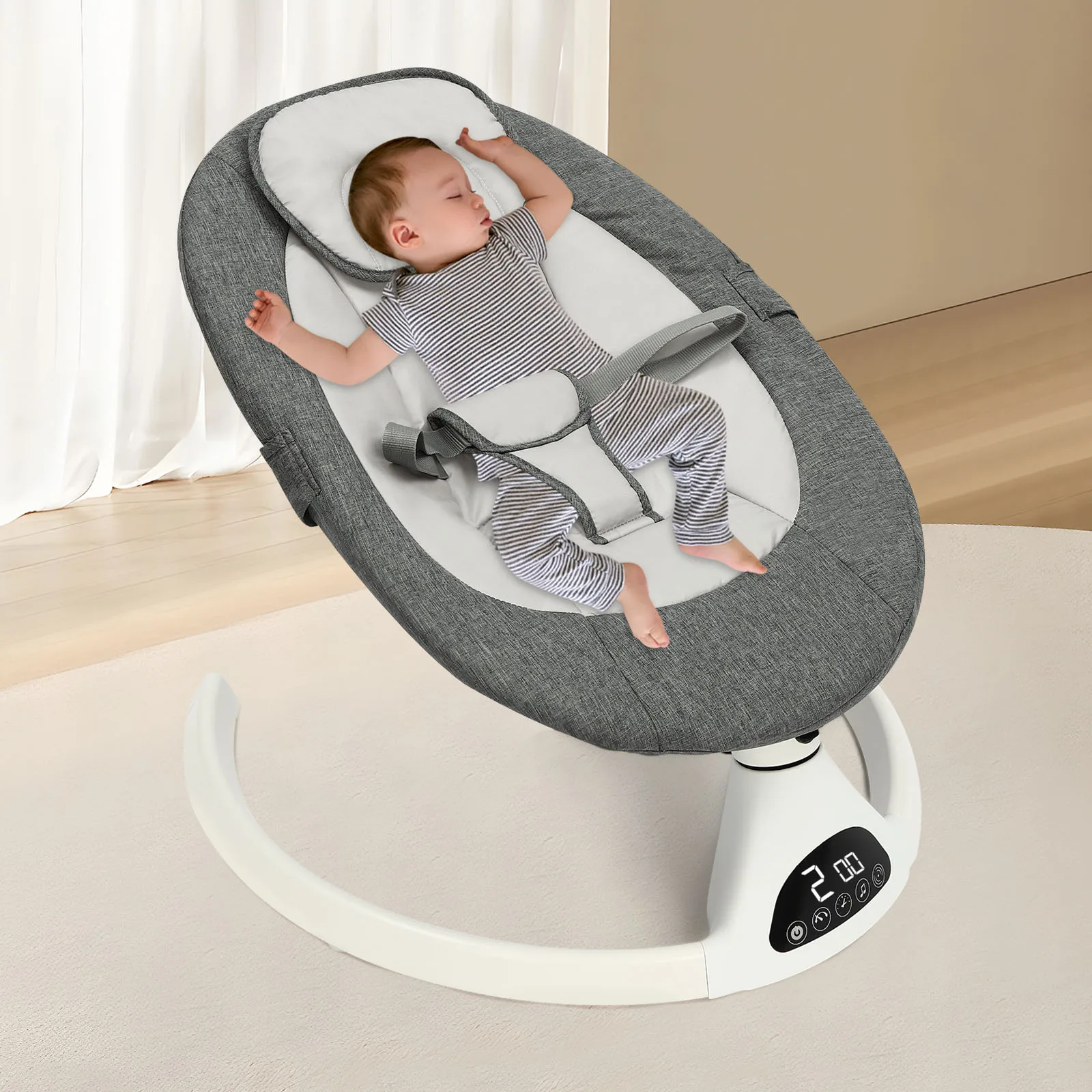 Electric Baby Rocking Chair, Baby Rocking Bouncer with Bluetooth, Touch Version Baby Rocking Chair Remote Control