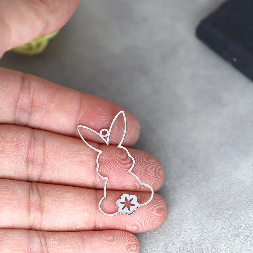 3pcs /Lot Stainless Steel Rabbit  Charm Pendant Accessories DIY Jewelry Making For Bracelets Earring Necklaces For Party Gift