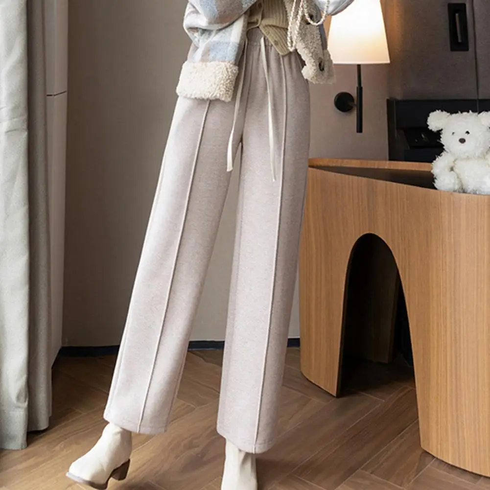 Women Warm Winter Pants Thickened Velvet Lined Women's Winter Pants with High Waist Elastic Drawstring Pockets for Warmth Style