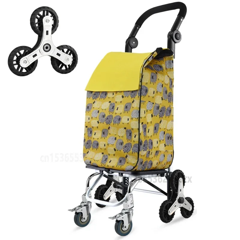 

Foldable Shopping Basket for Women, Trolley on Wheels, Climb Stairs Trailer, Portable Shopping Bags, New