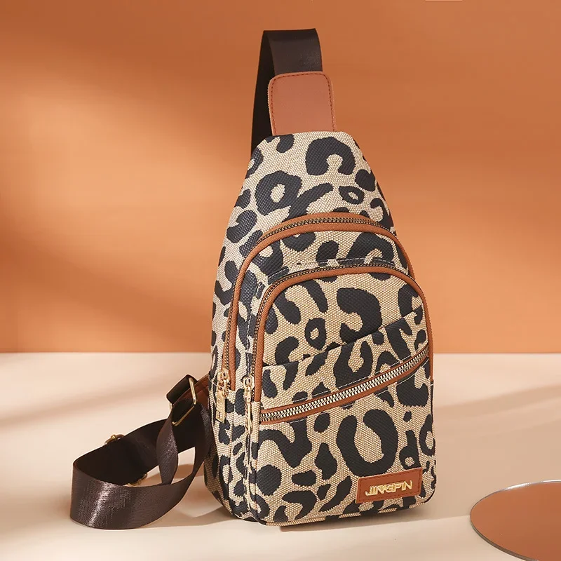 

Винтажные нагрудные Сумки из искусственной кожи с леопардовым принтом для женщин, рюкзак с защитой от кражи, Женская стильная сумка через плечо, 2024