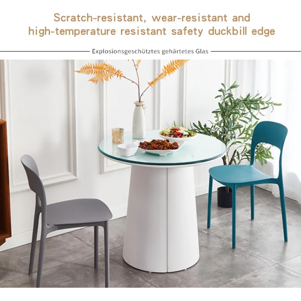 Tampo de mesa de jantar redondo de vidro temperado, 36 de diâmetro, 1/4 de espessura, bordas polidas, ideal para restaurantes e jantar em casa