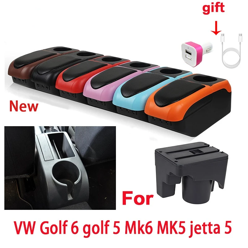 For VW Golf 6 golf 5 Mk6 MK5 jetta 5 Armrest Box Central armrest box Retrofitting USB cup holder car accessories