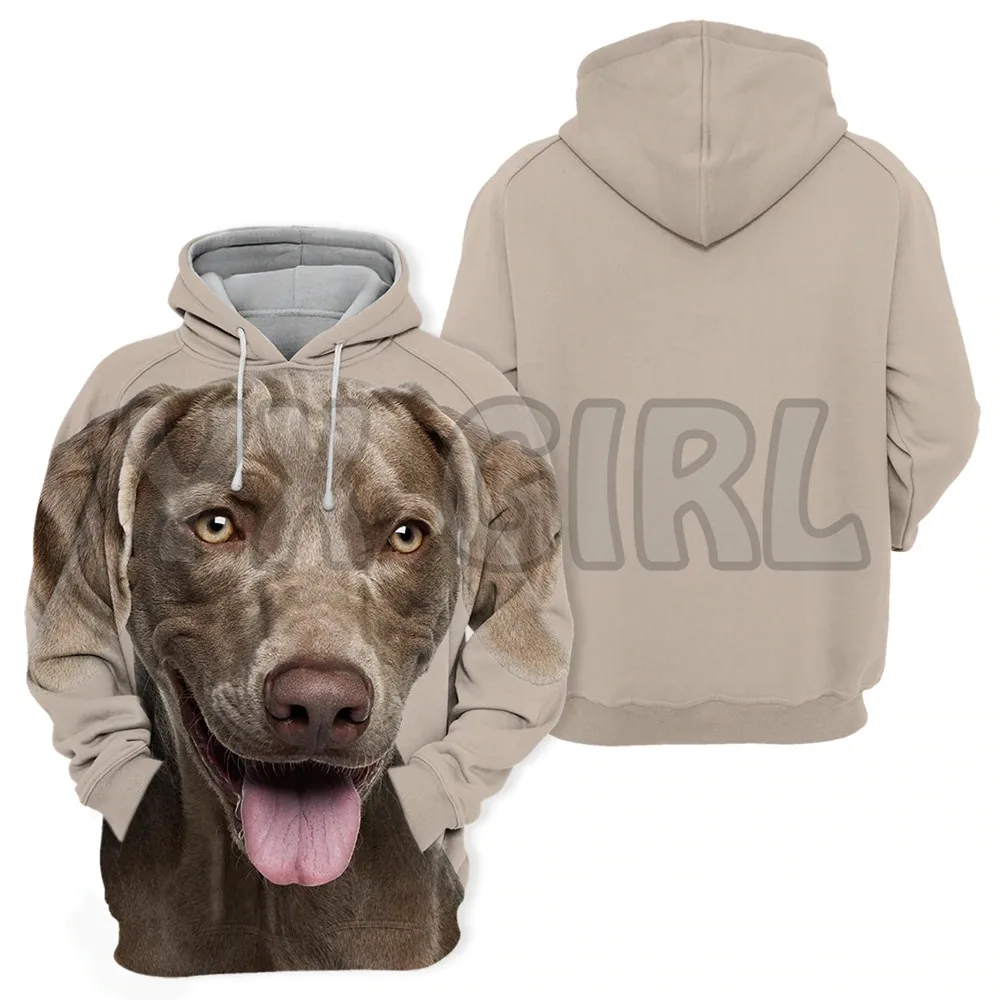 Weimaraner-Sudadera con capucha y estampado 3D de animales para hombre y mujer, suéter Unisex con estampado 3D de animales y perros, chándal