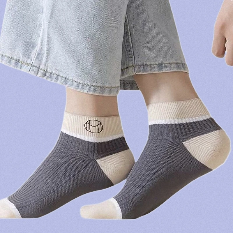 5/10 Pairs New Summer Thin Fashion Men's Short Socks Sweat-absorbent Breathable Mid-tube Socks Sports Comfortable Casual Socks