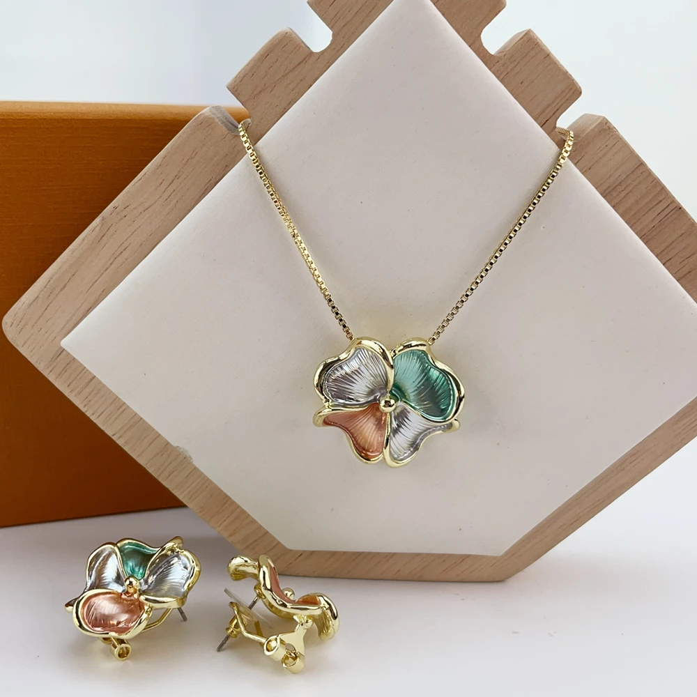 Fashion Classic Jewelry Set For Women Earrings Pendent Romantic Necklace Sets For Wedding Party Anniversary Gift KY25403