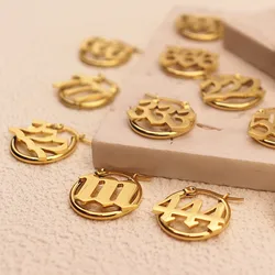 111 222 333 444 555 666 777 999 Angel Number Hoop Earrings for Women Stainless Steel Earrings Boho Jewelry Pendientes Mujer Gift
