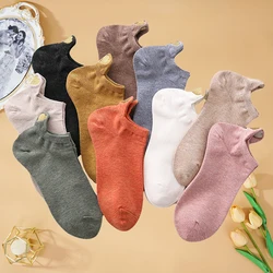 4 Pairs/Lot Women Cotton Ankle Socks New Fashion Spring Color Novelty Girls Cute Heart Embroidery Casual Funny Short Socks