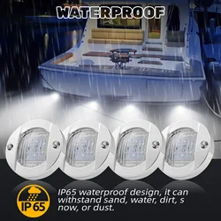 4pcs 6LED 12V Round Yacht Marine Boat LED Stern Light Cabin Deck Courtesy Light Marine Interior Cabin Lights Waterproof