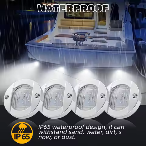 4pcs 6LED 12V Round Yacht Marine Boat LED Stern Light Cabin Deck Courtesy Light Marine Interior Cabin Lights Waterproof