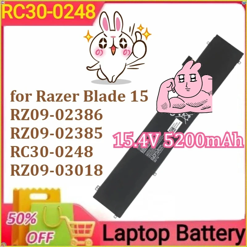 

RC30-0248 New Laptop Battery for Razer Blade 15 RZ09-02386 RZ09-02385 RC30-0248 RZ09-03018 Laptop Battery 15.4V 5200mAh