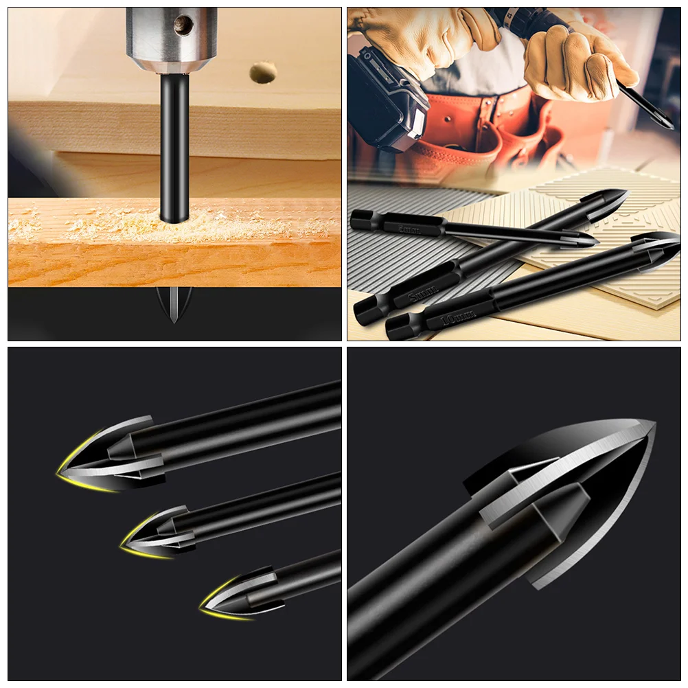 

Ceramic Tile Drill Bit Glass Mirror Marble Masonry Hole Opener Aluminum Alloy 4 Cutting Edges Low Resistance Effortless Drilling