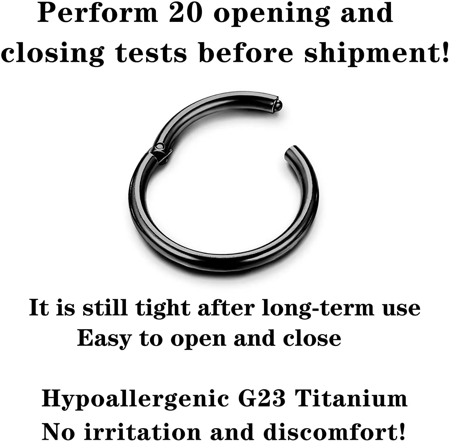 Drperfect G23 Titanium Nose Ring Hoops Septum Click Ring for Helix Tragus Cartilage Earrings Piercing Jewelry for Women Men