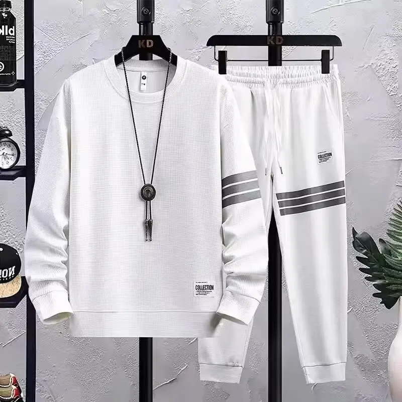 Spring Autumn Long sleeve Sweatsuit set 2 pieces man sports suits Hip Pop Y2k Men Fashion Trend O-Neck Oversized Korean Style