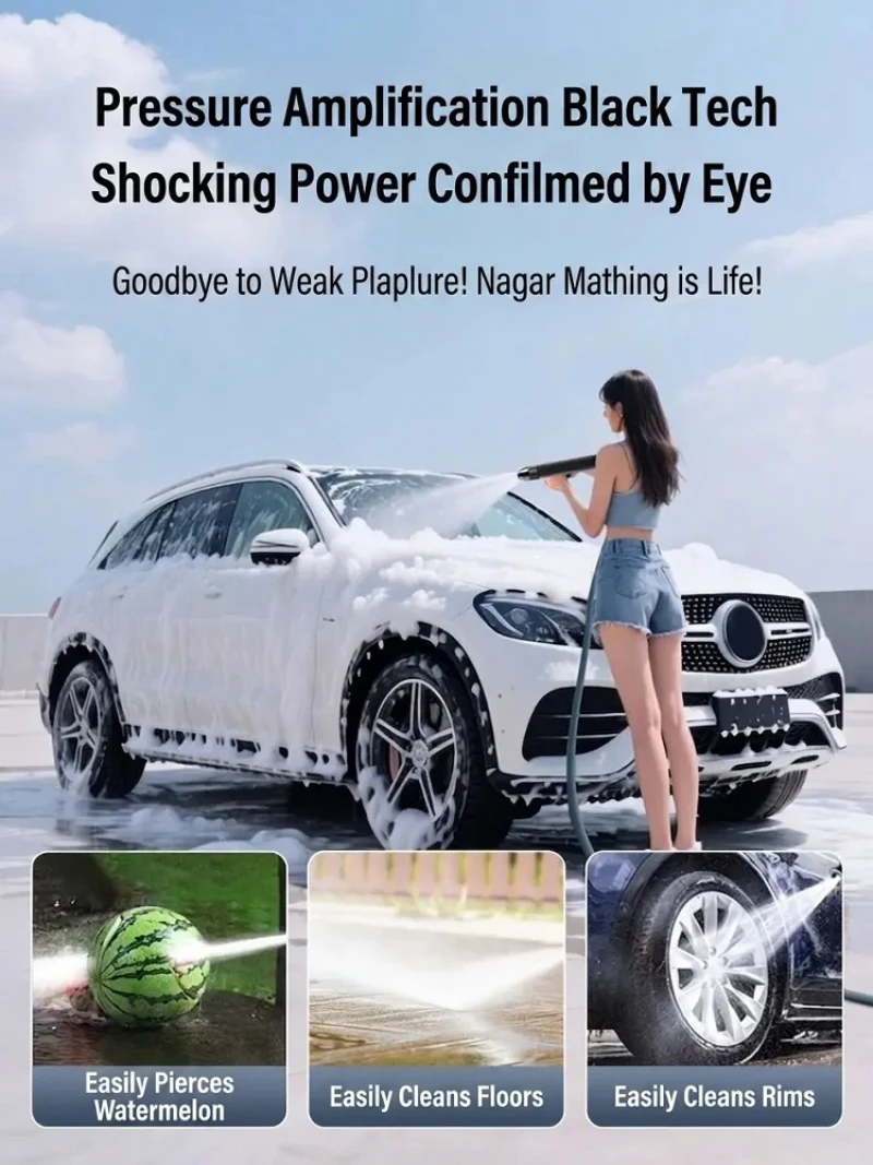 High Pressure Water Gun Powerful Portable Car Wash Pressure Washer Auto Cleaning Tool for Car Motorcycle Bicycle Household