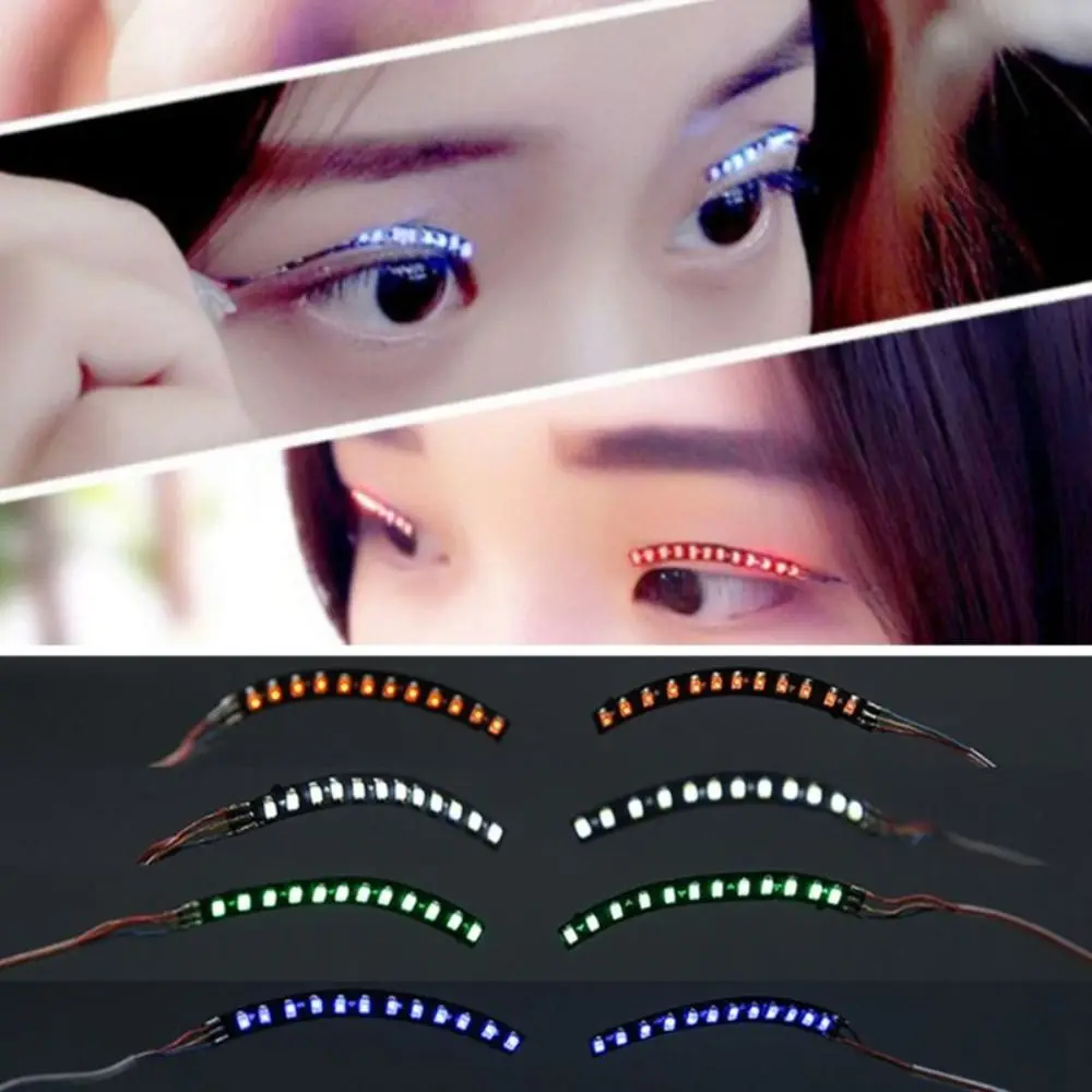 

Colorful LED luminous False Eyelashes Gift Waterproof Eyelash Lamp Halloween Light Up Eyelid Paste Neon lights Flash Party