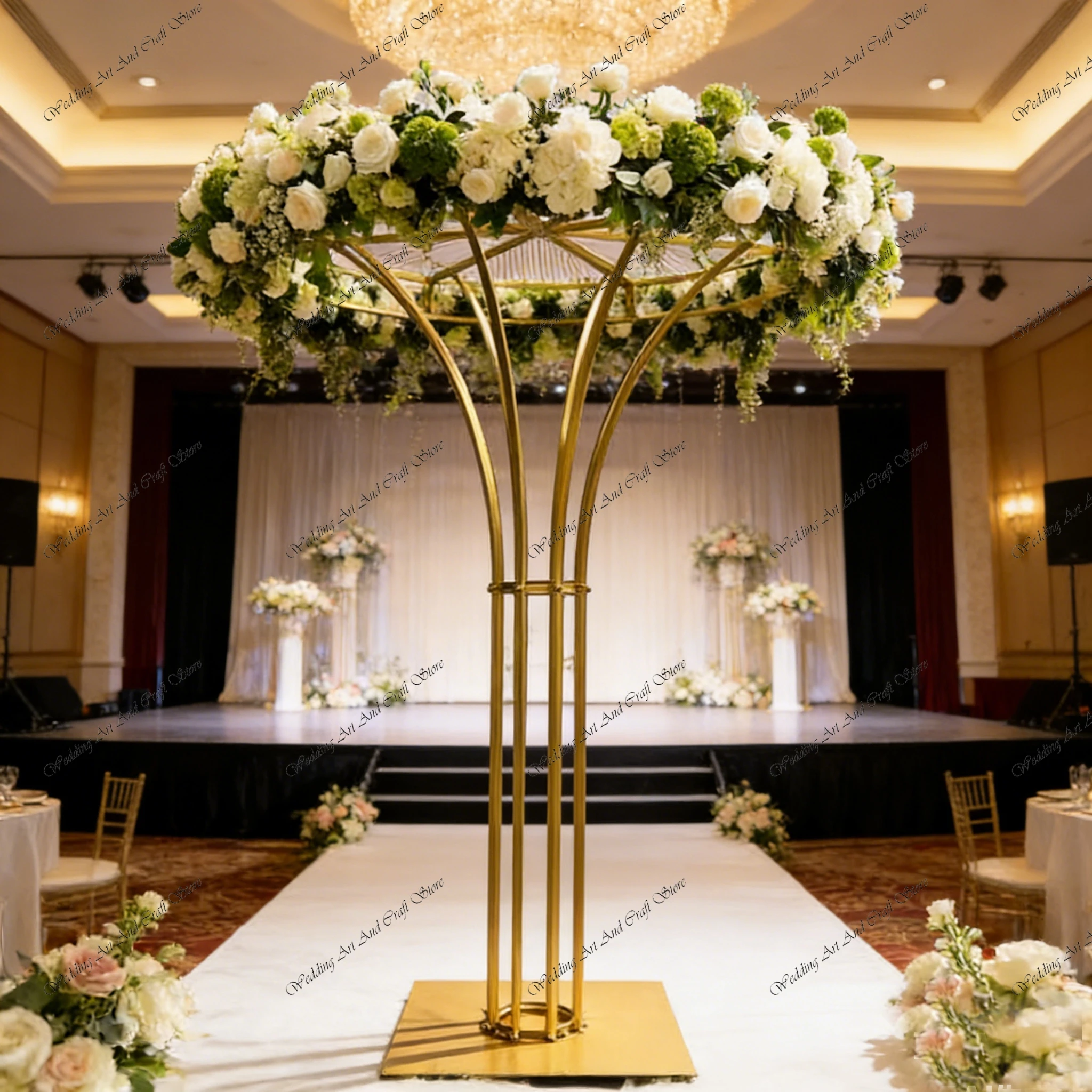 2/4pcs f30 2M Tall Gold Metal Flower Stand Wedding Table Centerpiece Stand Decorative Stands Party Wedding Road Lead Prop ivy855