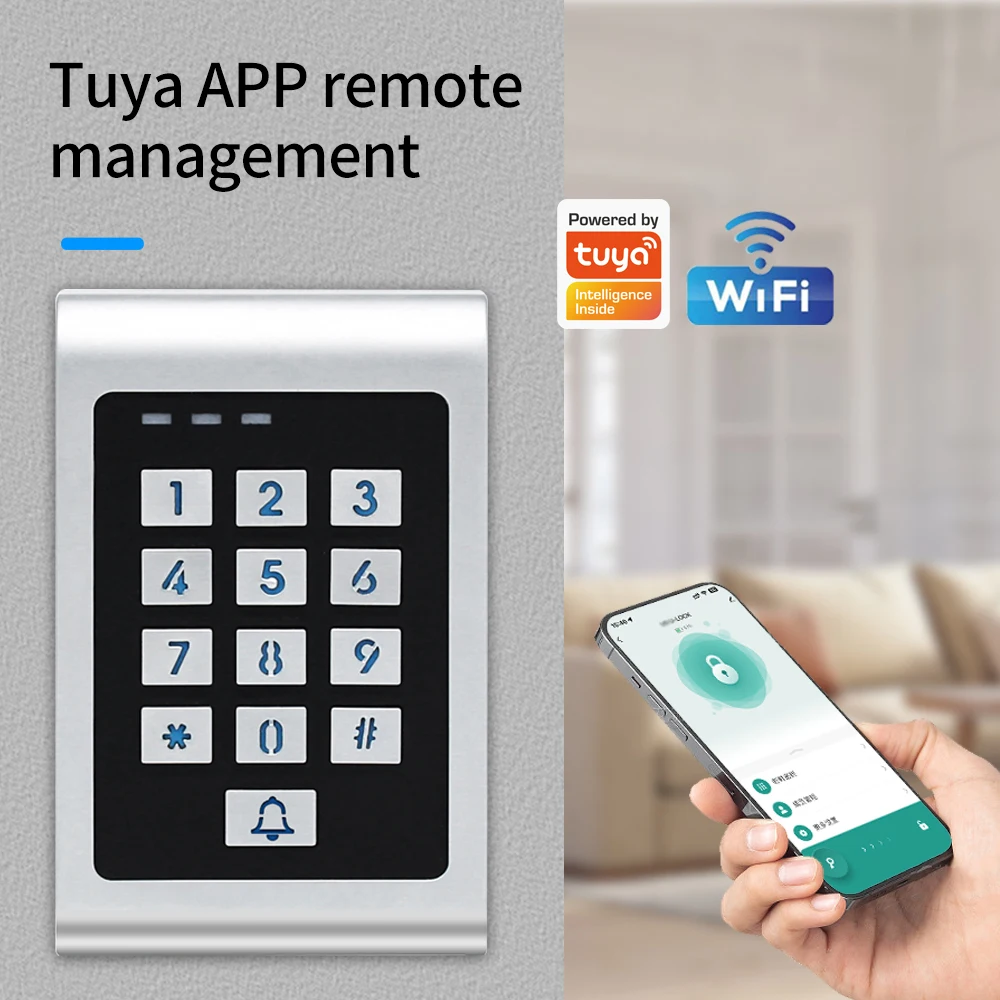 Support Tuya App Keyboard Metal Access Control Waterproof Unlock Door Opener Electric Lock System Master Card Latching Model