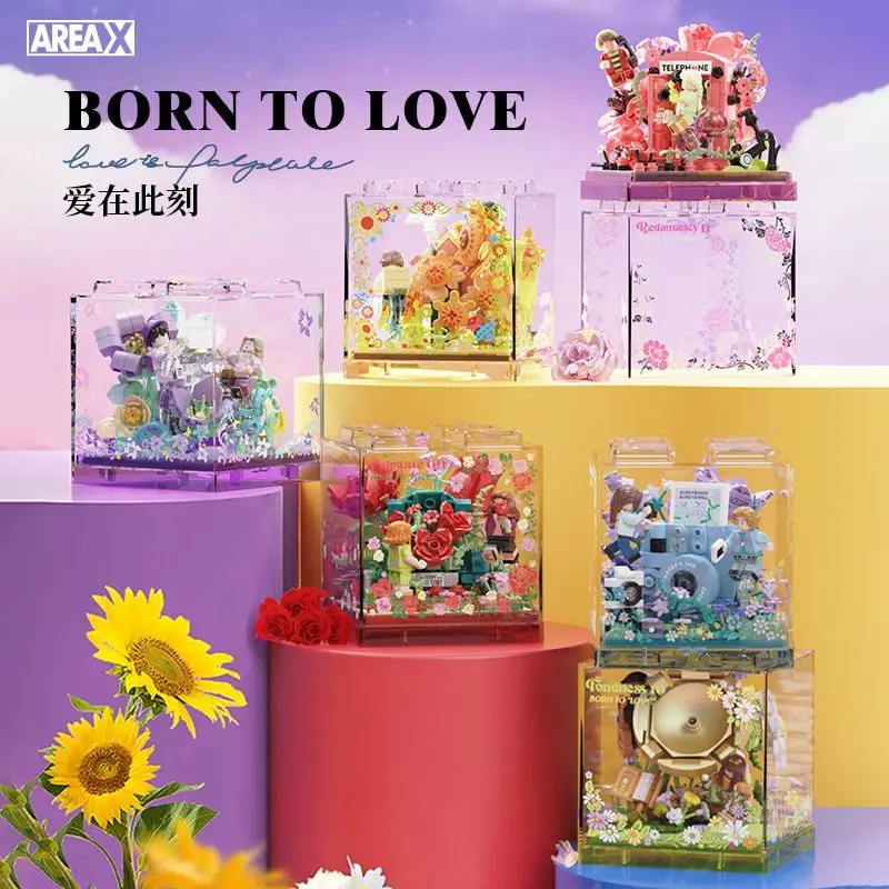 

AREAX Brick Area Inspiration Box Love Flutter Building Block Flower Decorative Block Ornament Toy Gift For Girls