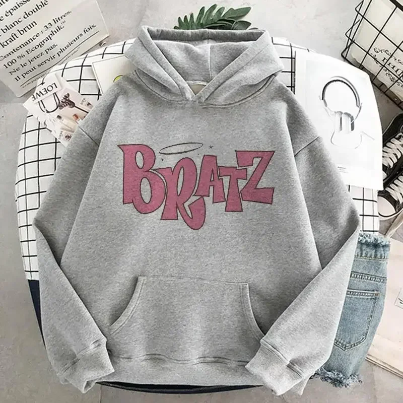 Bratz-Sweat à capuche imprimé lettre pour hommes et femmes, sweat à capuche grande taille, Hip Hop, manches longues, Streetwear unisexe, vêtements