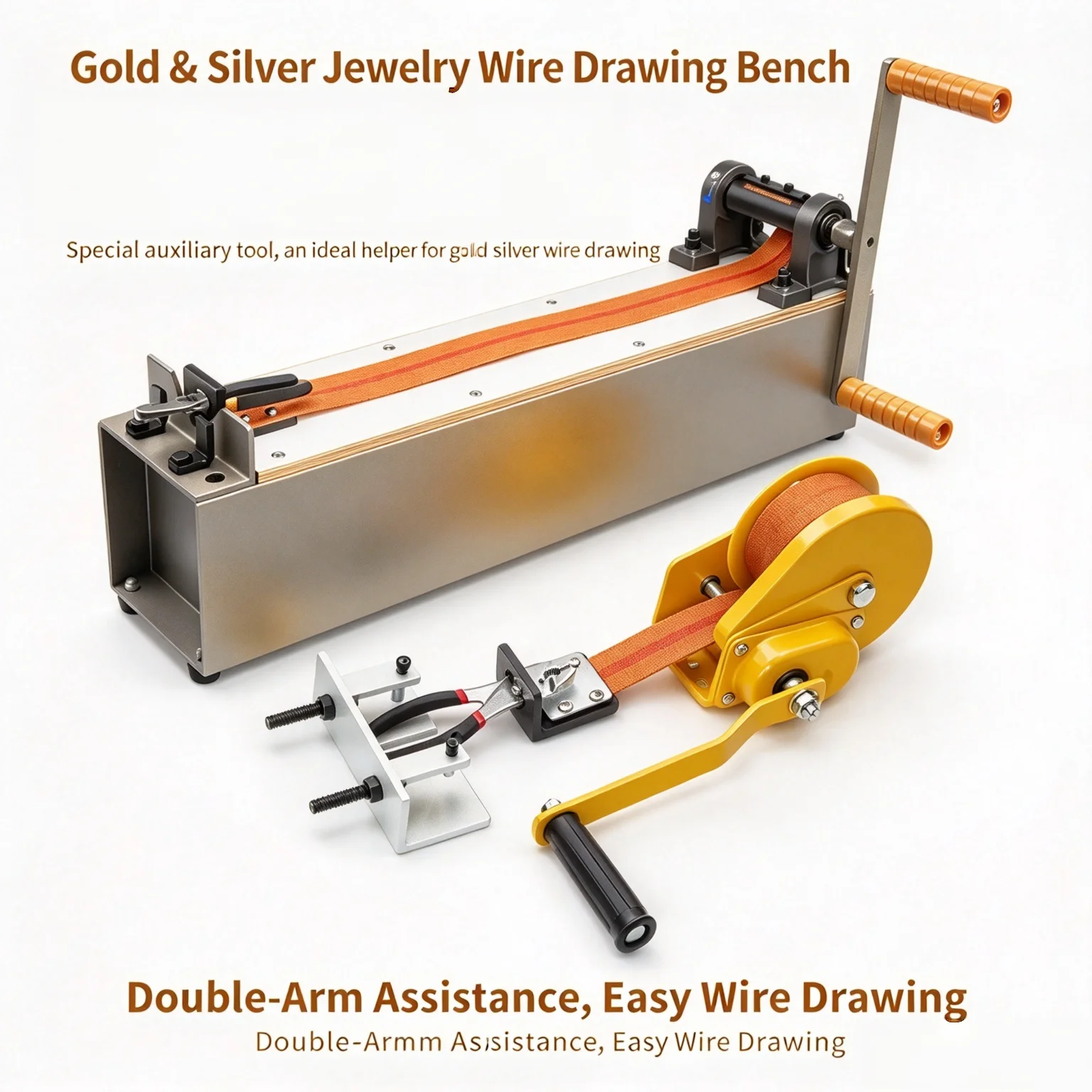 Gold Silver Wire Drawing Bench Hand‑cranked Wire Puller Auxiliary Tool for Jewellery Drawing Plate Jewelry Making Tools