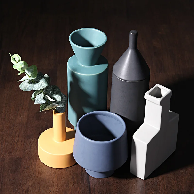 Nordic Modern Simple Morandi Color Ceramic Vase Creative Soft Decoration Ornament Living Room Ornament Wholesale