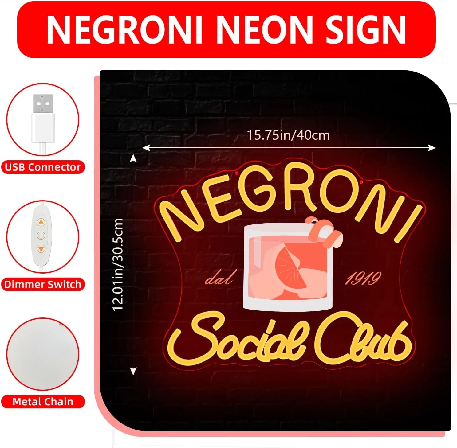 Letrero LED de Neón Negroni So - Outdoor Lighting And Decor reseña y precio