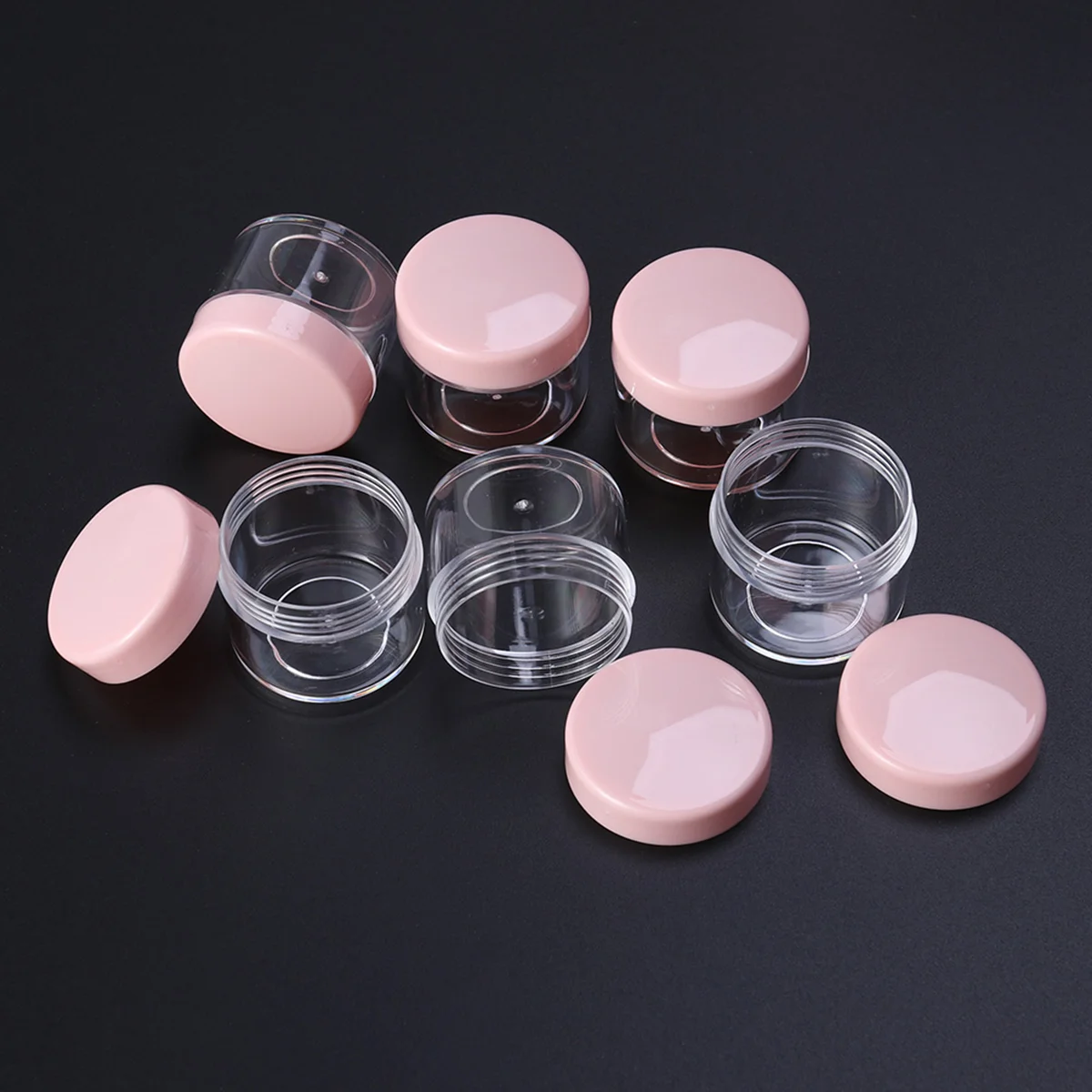 

20Pcs 20g Mini Portable Round Pot Bottles Travel Sample Empty Container for Facial Cream Shampoo Lotion (Pink)