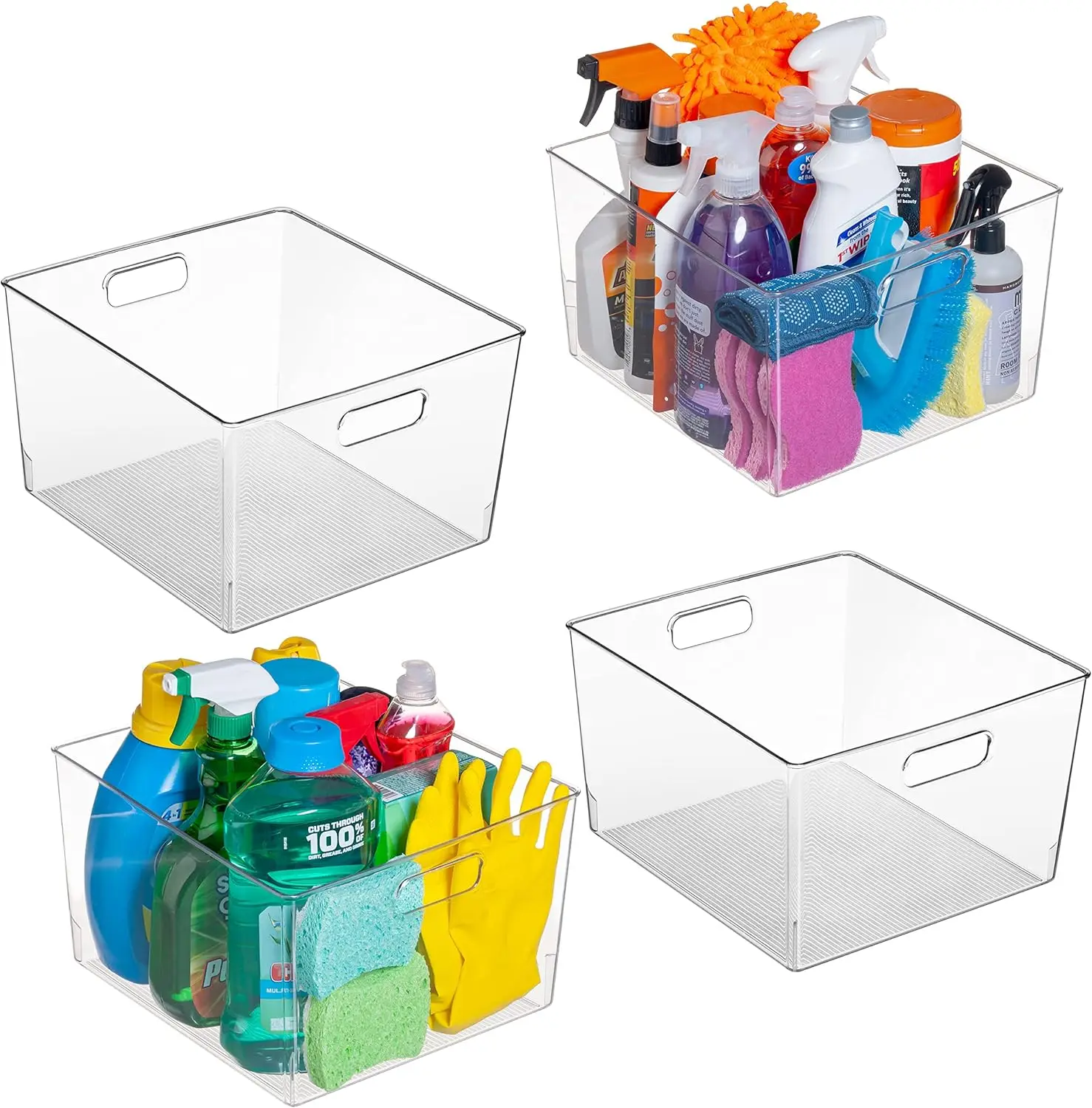 

XL Clear Plastic Storage Bins 4-Pack for Kitchen, Fridge, Pantry Organization and Cabinet Organizing