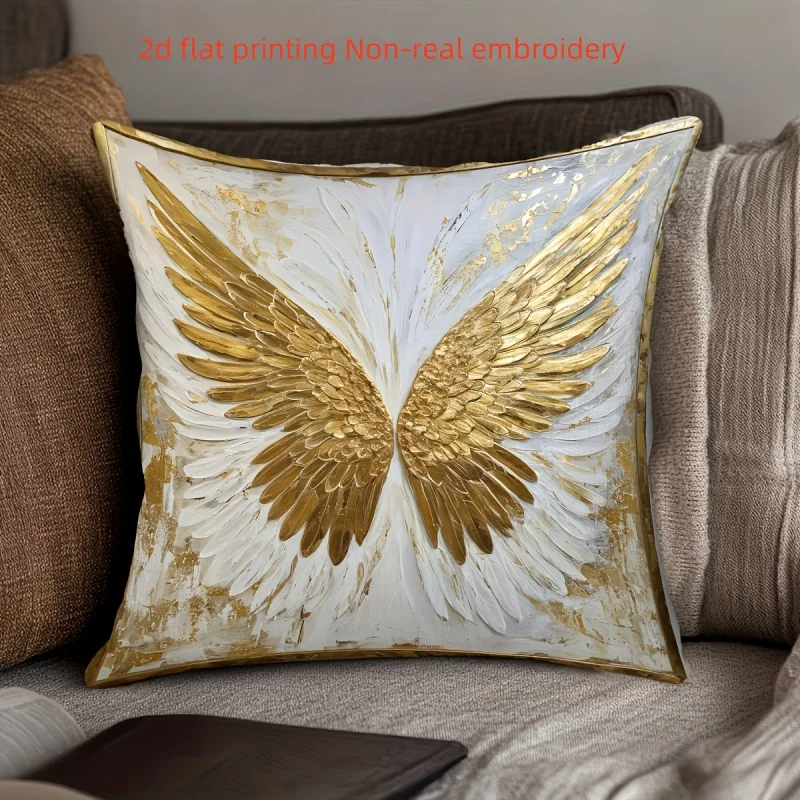 VIKAMA Angel Wings Pillow Covers 18x18, Soft Decorative Cushion Case for Sofa Bed, Valentine's Day Birthday Party Decor