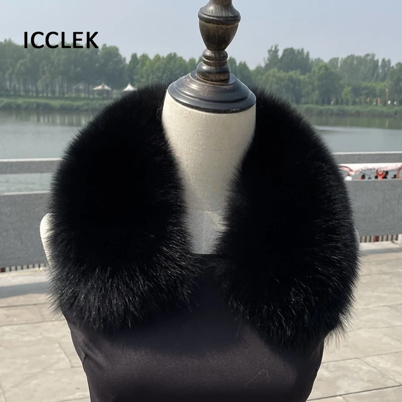 100% Real Fox Fur Collar For Women Men\'s Coat And Jackets Winter Warm Genuine Fur Scarf Clothing Accessories Fur Collar Square