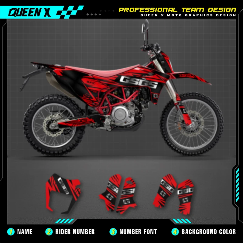 Queen X MOTOR Custom Team Graphics Backgrounds Decals  Stickers Kit For GASGAS GAS GAS 2022 2023 2024 SM 700 ES 700 002