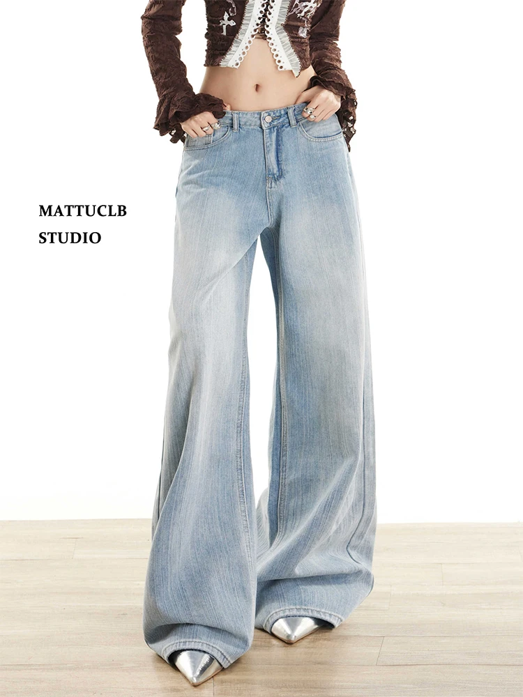 

Женские расклешенные полосатые джинсы с низкой посадкой, мешковатые американские ретро-мешковатые корейские винтажные джинсовые брюки 2000-х годов High Street Y2k, новинка японского языка