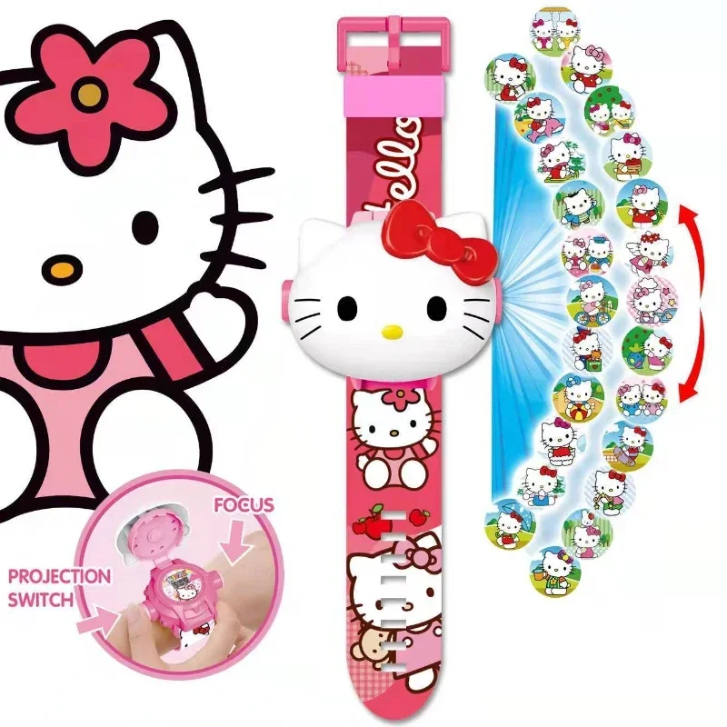 New Sanrio Projector Watch Hello Kitty Kuromi 3D Cartoon Mini Kawaii My Melody Ultraman Flap Watch Student Christmas Birth Gift