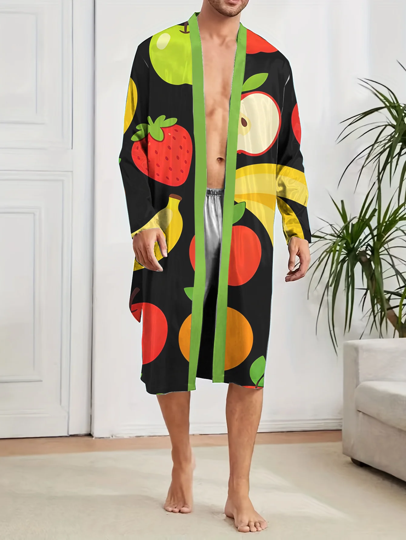 

New men's nightgown 3D printed bathrobe for home quick drying,non fading,skin friendly,lightweight design,light luxury nightgown