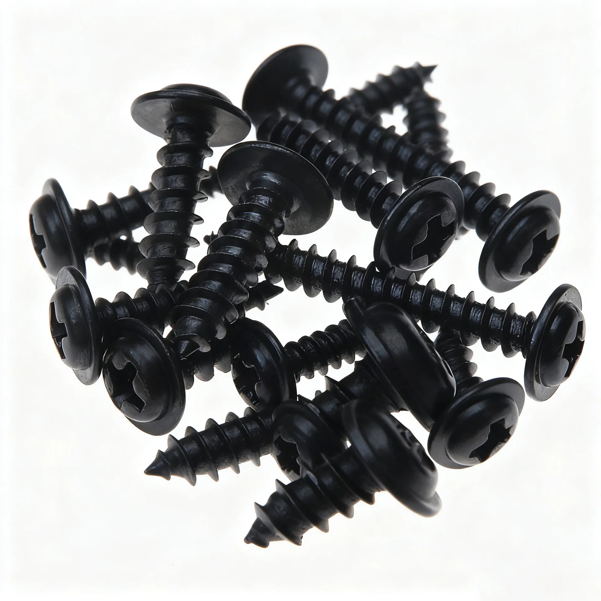 M3 black zinc plated cross pad self tapping screws, 340 black combination sets, 8 specifications, nominal length 10-25mm