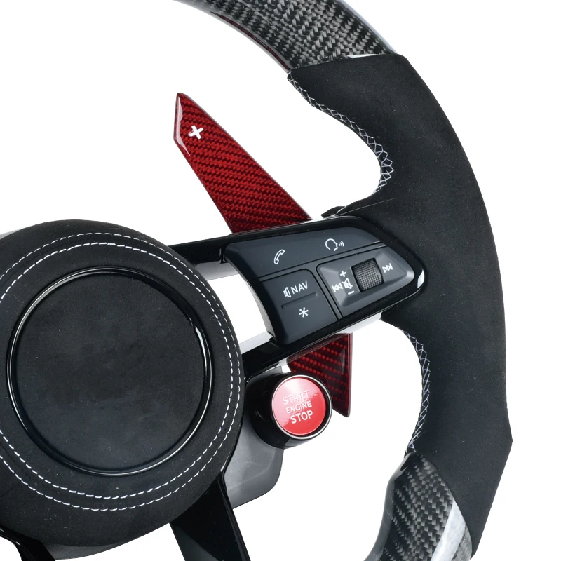 Carbon Fiber Steering Wheel Fit For Audi TT R8 TTRS TTS MK2 MK3 Steering Wheel Control