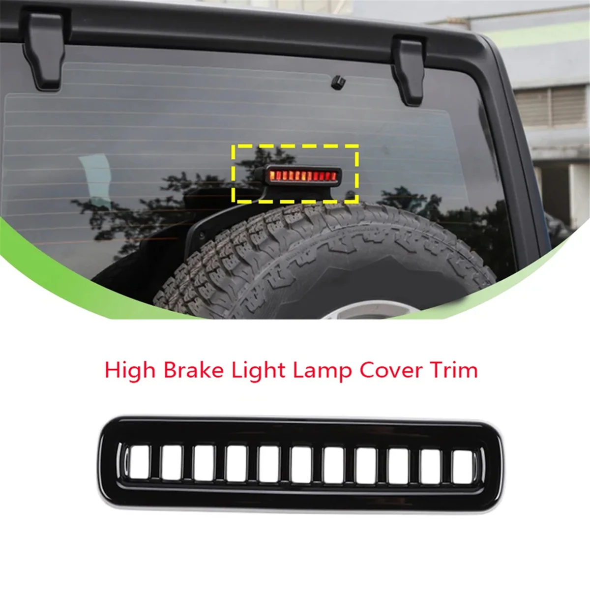 Black Car High Brake Light Lamp Cover Trim for Jeep Wrangler JL Gladiator JT 2018-2023