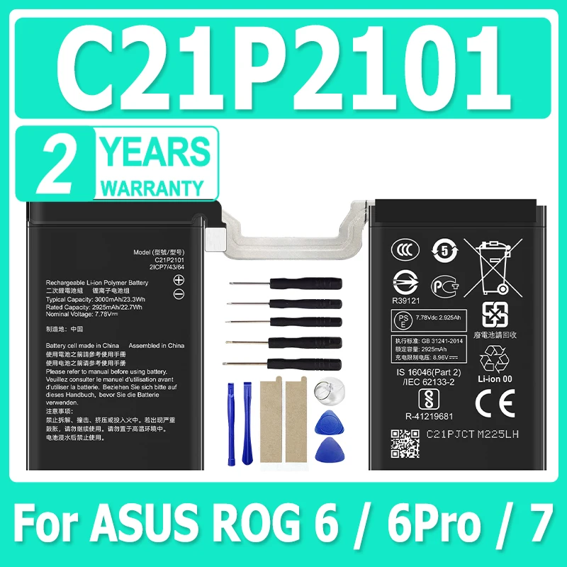 

6000mAh C21P2101 Replacement Battery For ASUS ROG Phone 6 Phone 6 Pro Phone 7 Batteries + Free Tools