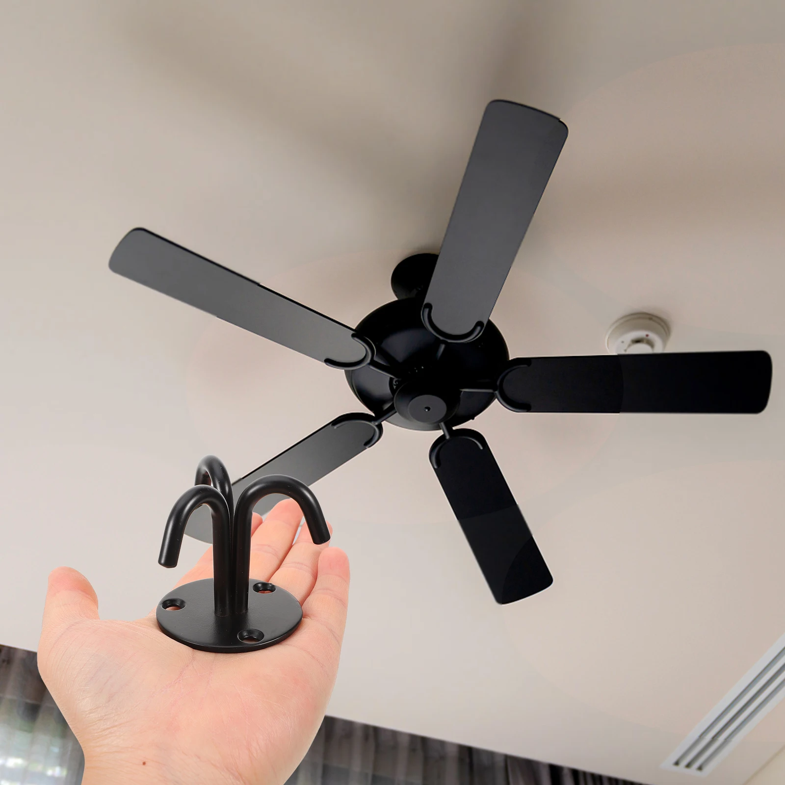 

Versatile Black Ceiling Hook Easy to Install Heavy Duty Hook for Bathroom and