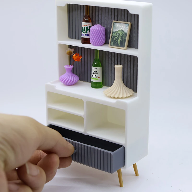 Miniature 1/12 Cabinet Storage Rack Model; Essential Prop for Dollhouse Micro Scene Creation