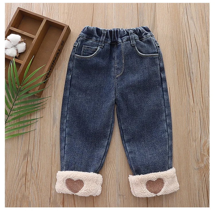 Girls Denim Pants Winter 2023 Children Thick Velvet Jeans Clothing For Baby Girl Warm Trousers Kids Leggings Toddler 1 To 6 Year