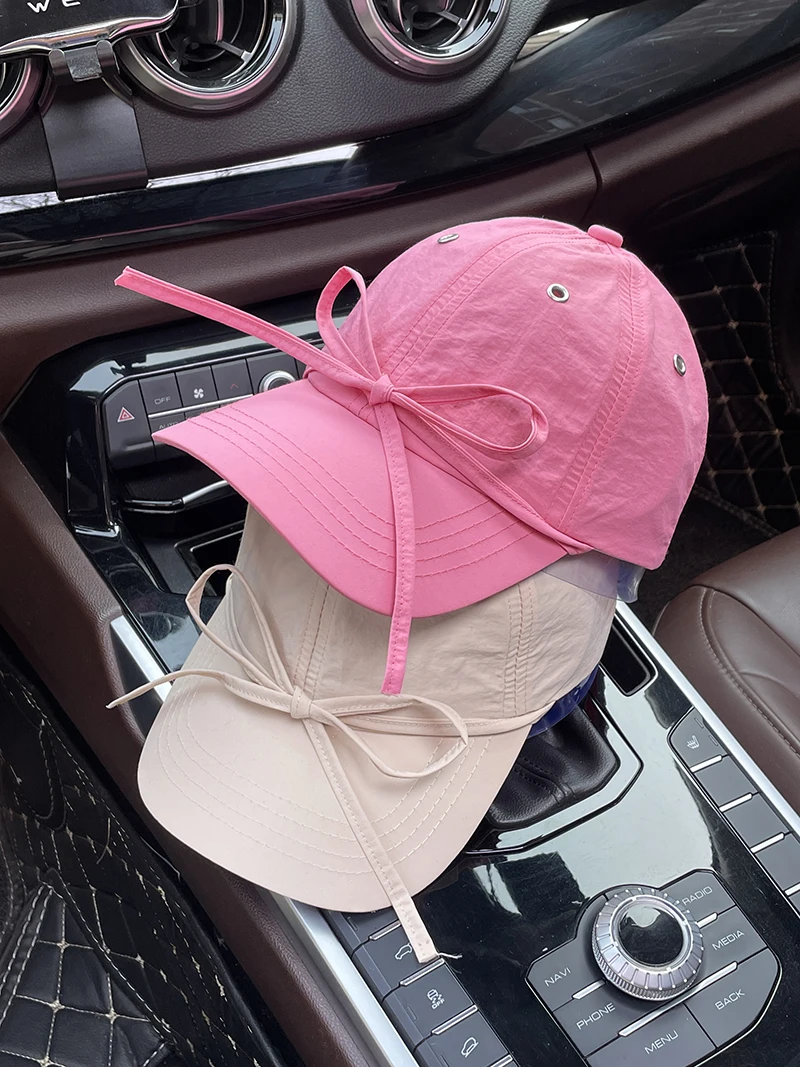 

Bow Quick-Drying Baseball Cap Women's Wide Brim Sunshade Lightweight Breathable Spring Outing Peaked Cap