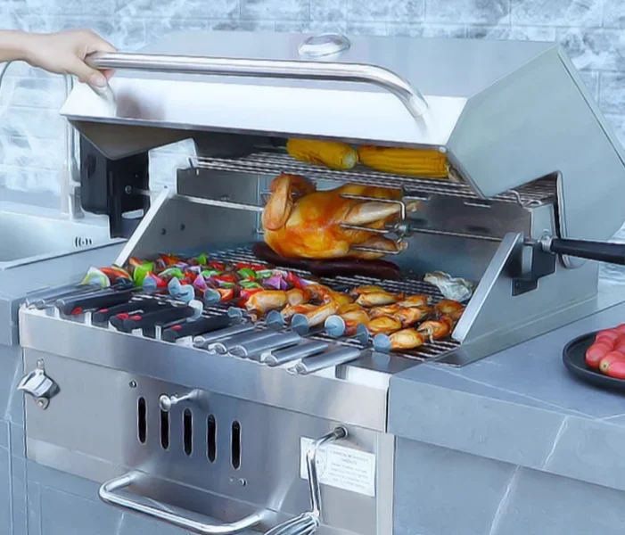 Embedded barbecue stove 304 stainless steel family villa courtyard barbecue rack charcoal outdoor kitchen